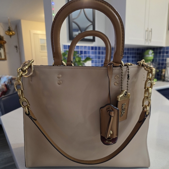 Coach Handbags - Coach Rogue 30 1941 Cream Leather Tote with Gold Accents